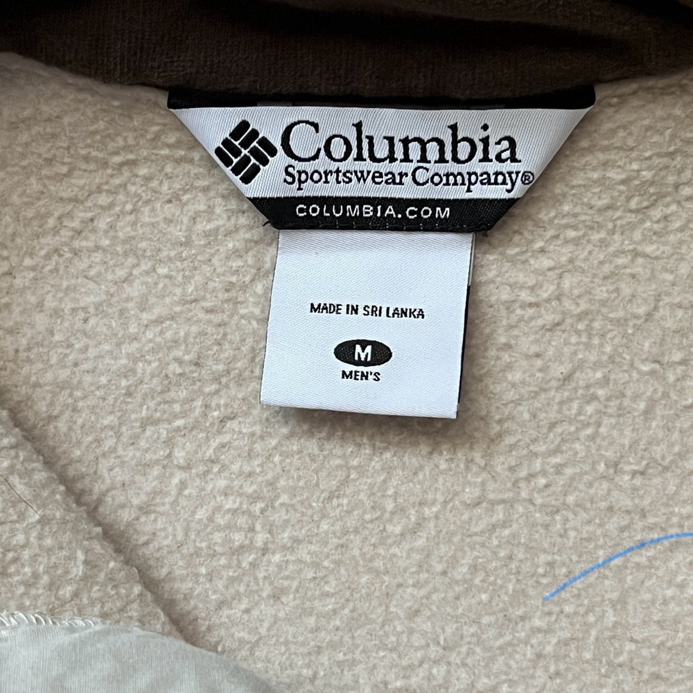 Columbia Mens 1/4 zip pull over fleece inside beige cotton blend size M - Picture 6 of 7